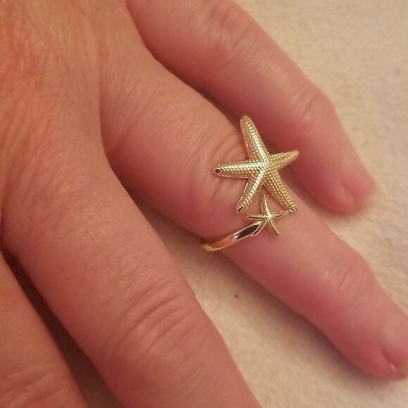 Starfish cuff ring gold tone - Picture 5 of 8